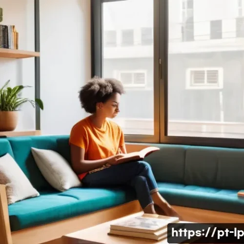 Home 31 고정관념 없는 표현을 위한 독서 목록 - A cozy, sunlit reading nook in a modern Brazilian apartment, featuring a diverse group of young adul...