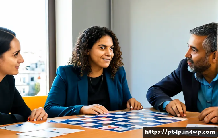 고정관념 없는 표현 개발을 위한 성공 사례 - Photorealistic Portuguese workplace workshop, a diverse team of adults including different ages, ski...