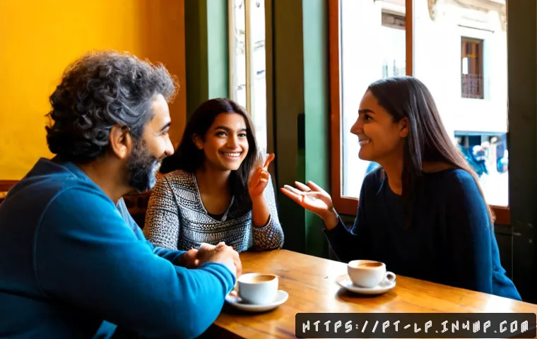 Home 15 고정관념 없는 표현의 문화적 차이 - Photorealistic candid scene in a bright Lisbon neighborhood café, a diverse group of Portuguese-spea...